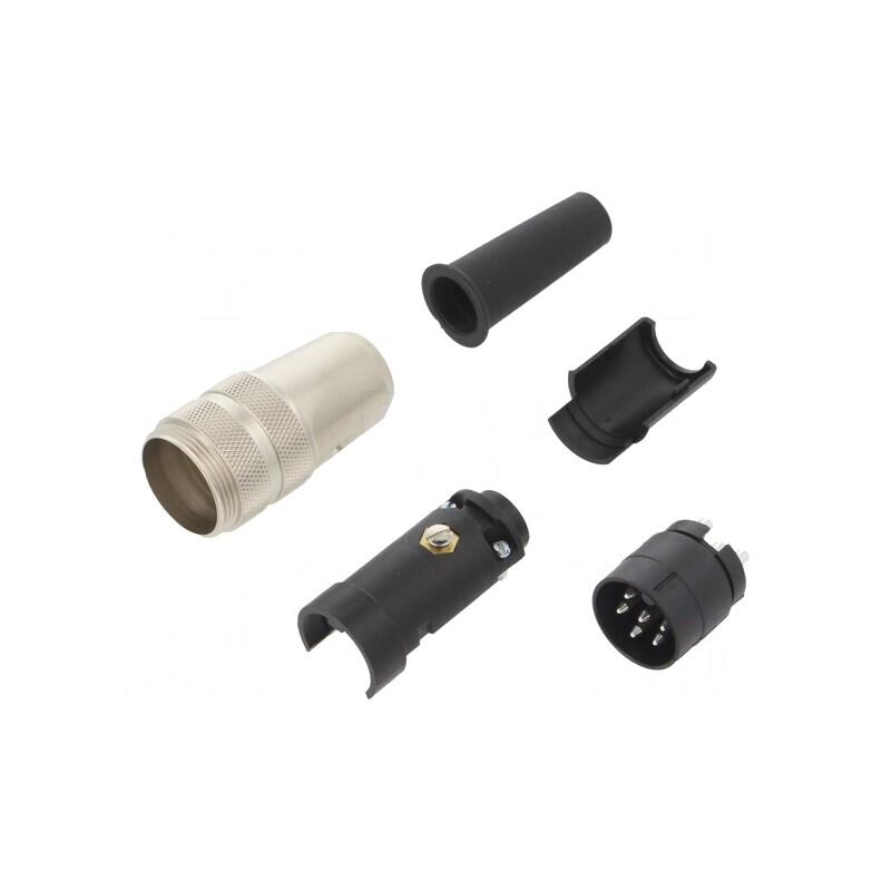 Conector M16 mufă tată 6 pini argintat IP40 5A | Electronic-mag.ro | Componente Electronice