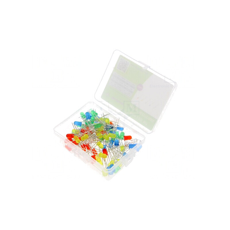 Set LED 5mm 100 buc Alb Cald, Roșu, Albastru, Verde, Galben | Electronic-mag.ro | Componente Electronice
