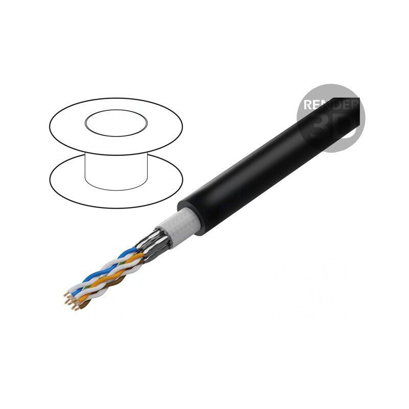 Cablu ETHERLINE ROBUST 4x2x23AWG Negru 8,7mm | Electronic-mag.ro | Componente Electronice