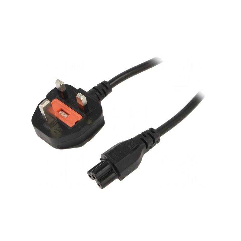 Cablu Alimentare 3x0,75mm² Mufă BS 1363, IEC C5, 1,8m, Negru | Electronic-mag.ro | Componente Electronice