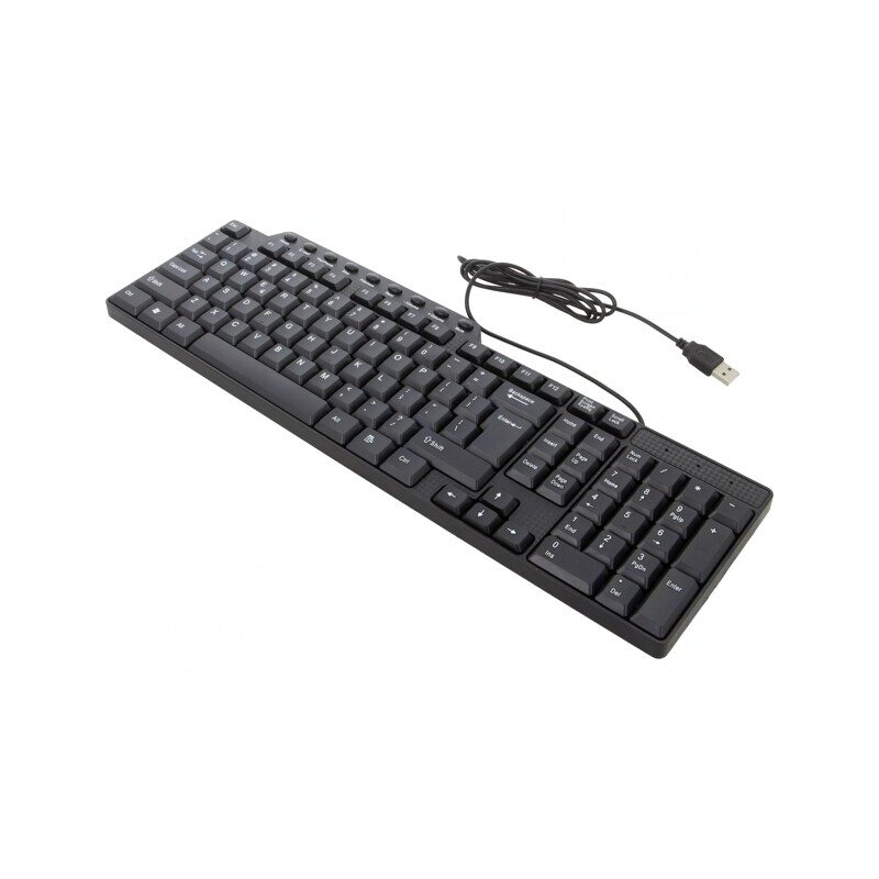 Tastatură Neagră USB Cablu 1,3m Layout US | Electronic-mag.ro | Componente Electronice