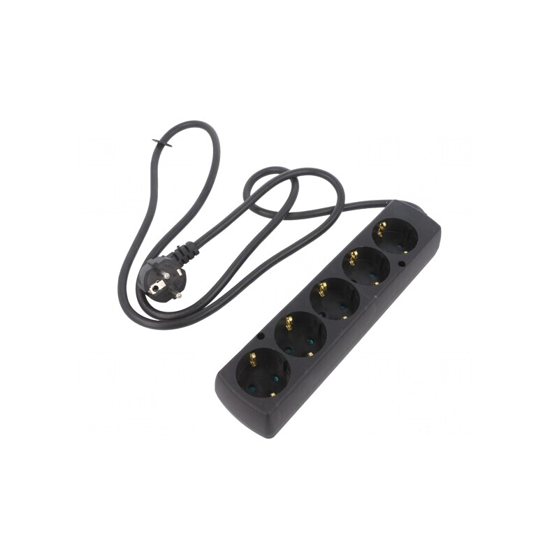 Prelungitor alimentare 5 prize Schuko negru 3x1,5mm2 | Electronic-mag.ro | Componente Electronice