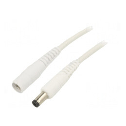 Cablu Alb 1x1mm2 DC 5,5/2,1 Mufă - Soclu 3m | Electronic-mag.ro | Componente Electronice