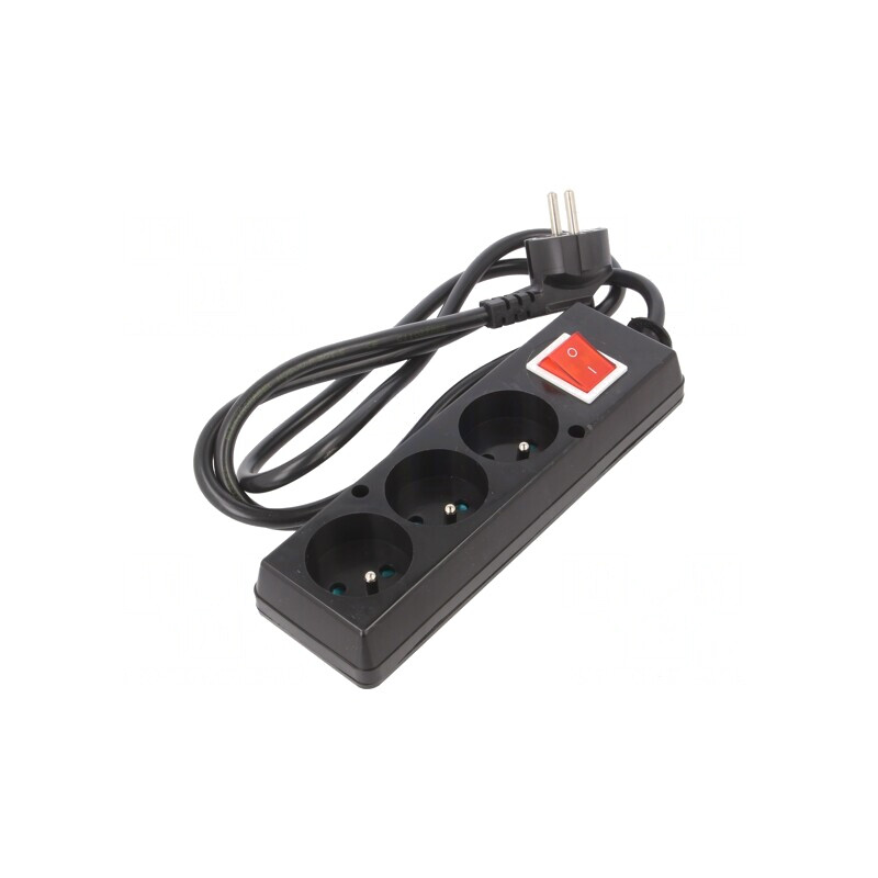 Prelungitor Alimentare 3 Prize PVC Negru 1,5m 16A | Electronic-mag.ro | Componente Electronice
