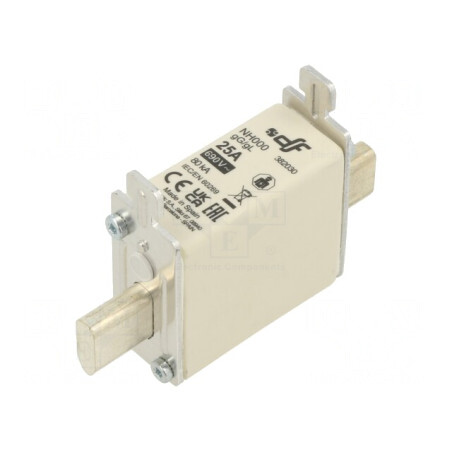 Siguranță Ceramică 25A 690VAC 250VDC NH000 | Electronic-mag.ro | Componente Electronice