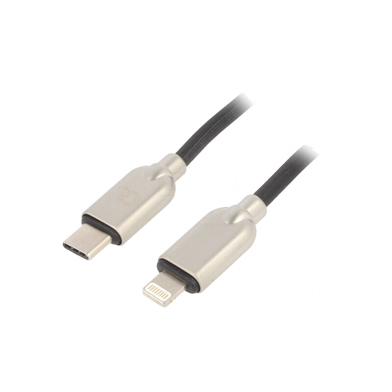 Cablu USB-C la Lightning 1m Negru 18W | Electronic-mag.ro | Componente Electronice