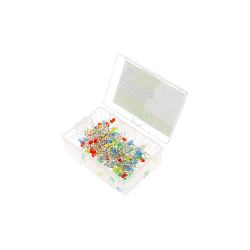 Set LED 3mm 100 bucăți în cutie plastic | Electronic-mag.ro | Componente Electronice