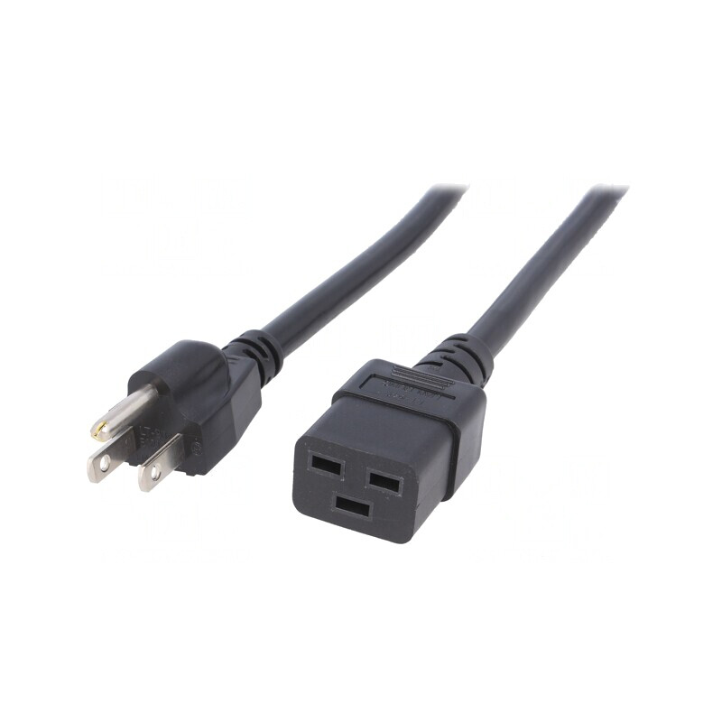 Cablu Alimentare 2m Negru IEC C19 la NEMA 5-15 | Electronic-mag.ro | Componente Electronice