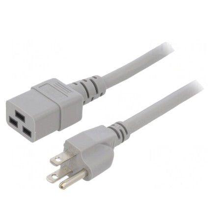 Cablu Alimentare IEC C19 la NEMA 5-15 2m Gri 15A | Electronic-mag.ro | Componente Electronice