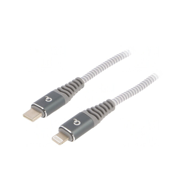 Cablu USB-C to Apple Lightning 1m Alb-Gri | Electronic-mag.ro | Componente Electronice