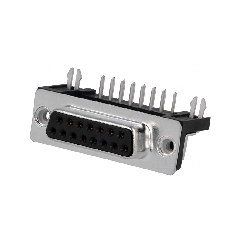 Conector D-Sub 15 pini soclu mamă PCB unghi 90° | Electronic-mag.ro | Componente Electronice