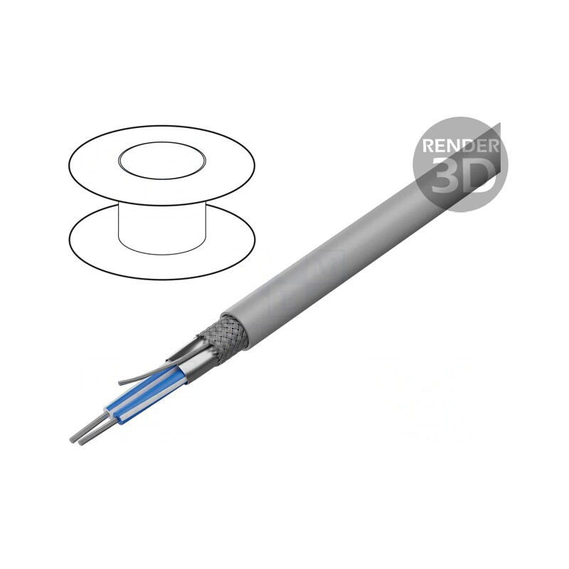 Cablu RS485 1x2x24AWG Cu PVC gri 30m Eca 300V | Electronic-mag.ro | Componente Electronice