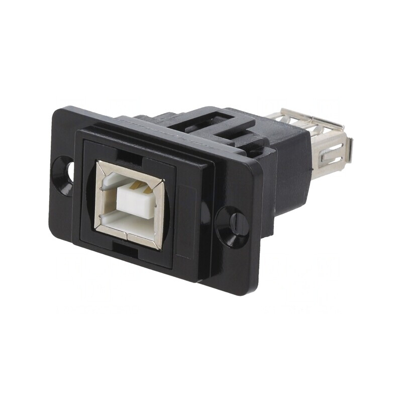 Adaptor USB A Soclu la USB B Soclu DualSlim USB 2.0 Aurit Metal | Electronic-mag.ro | Componente Electronice