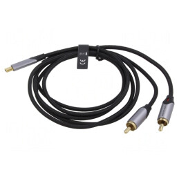 Cablu RCA x2 USB C Aurit 1.5m Negru | Electronic-mag.ro | Componente Electronice