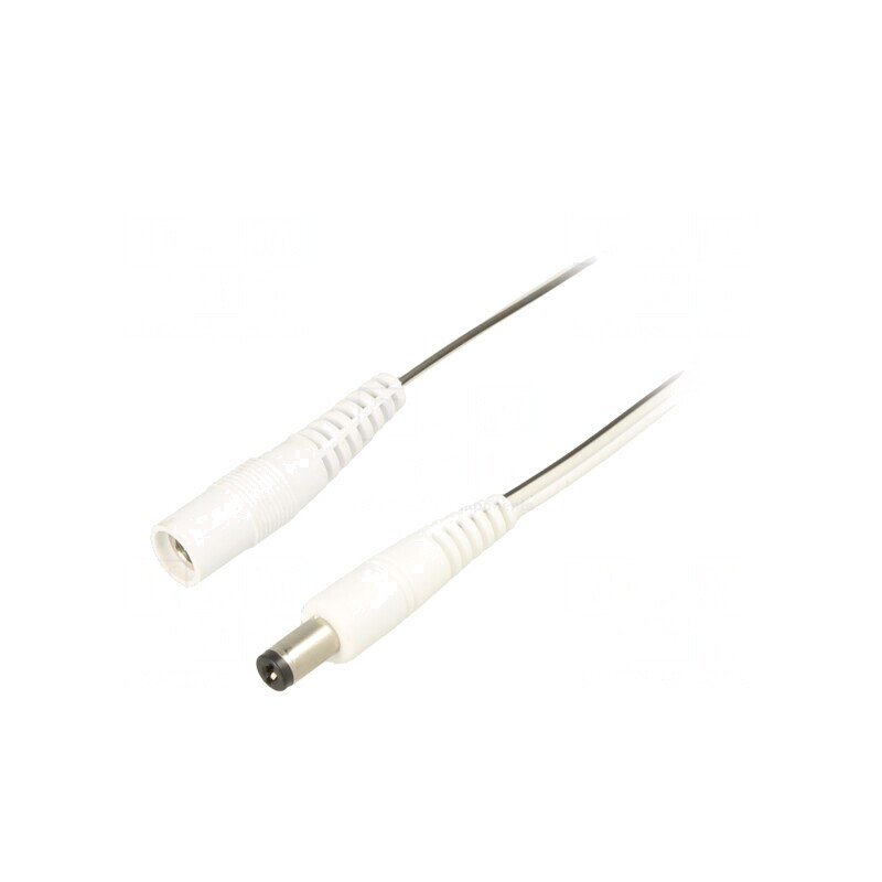 Cablu Prelungitor DC Alb 5m 2x0,5mm2 Mufă și Soclu | Electronic-mag.ro | Componente Electronice