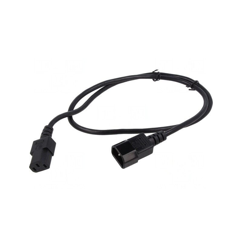 Cablu de Alimentare 1m IEC C13 Mamă la IEC C14 Tată Negru | Electronic-mag.ro | Componente Electronice