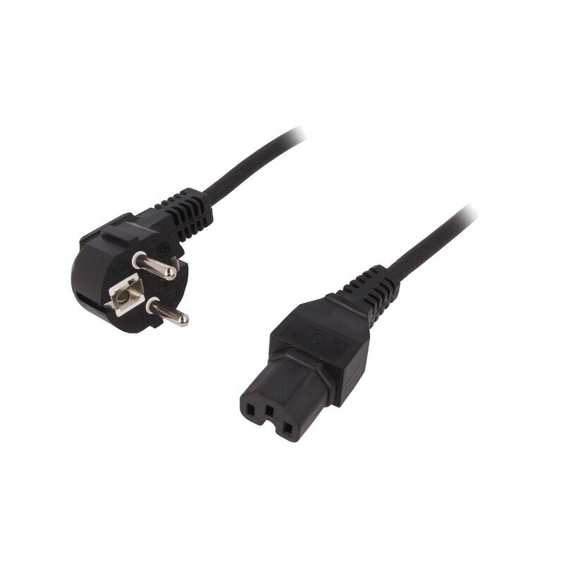 Cablu Alimentare 1,8m Negru CEE 7/7 la IEC C15 | Electronic-mag.ro | Componente Electronice