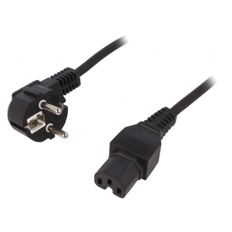 Cablu Alimentare 1,8m Negru CEE 7/7 la IEC C15 | Electronic-mag.ro | Componente Electronice