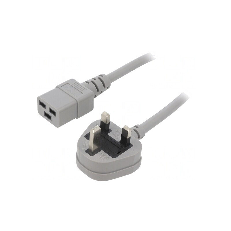 Cablu Alimentare Gri 1,8m 3x1,5mm2 BS 1363 la IEC C19 | Electronic-mag.ro | Componente Electronice