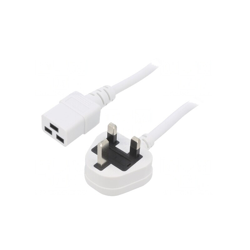 Cablu Alimentare 3x1,5mm2 BS 1363 la IEC C19 1,8m Alb | Electronic-mag.ro | Componente Electronice