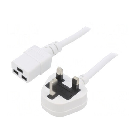 Cablu Alimentare 3x1,5mm2 BS 1363 la IEC C19 1,8m Alb | Electronic-mag.ro | Componente Electronice