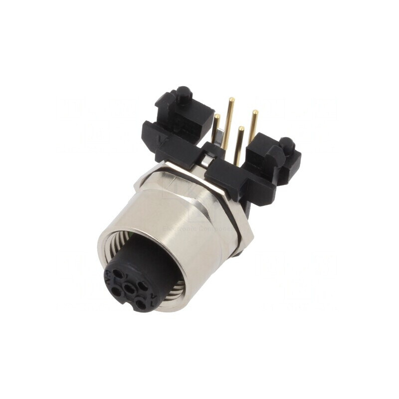 Soclu M12 4-PIN Mamă THT IP67 250V | Electronic-mag.ro | Componente Electronice