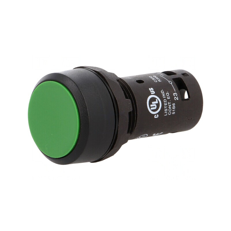 Comutator Apăsare 22mm 1 NO Verde | Electronic-mag.ro | Componente Electronice