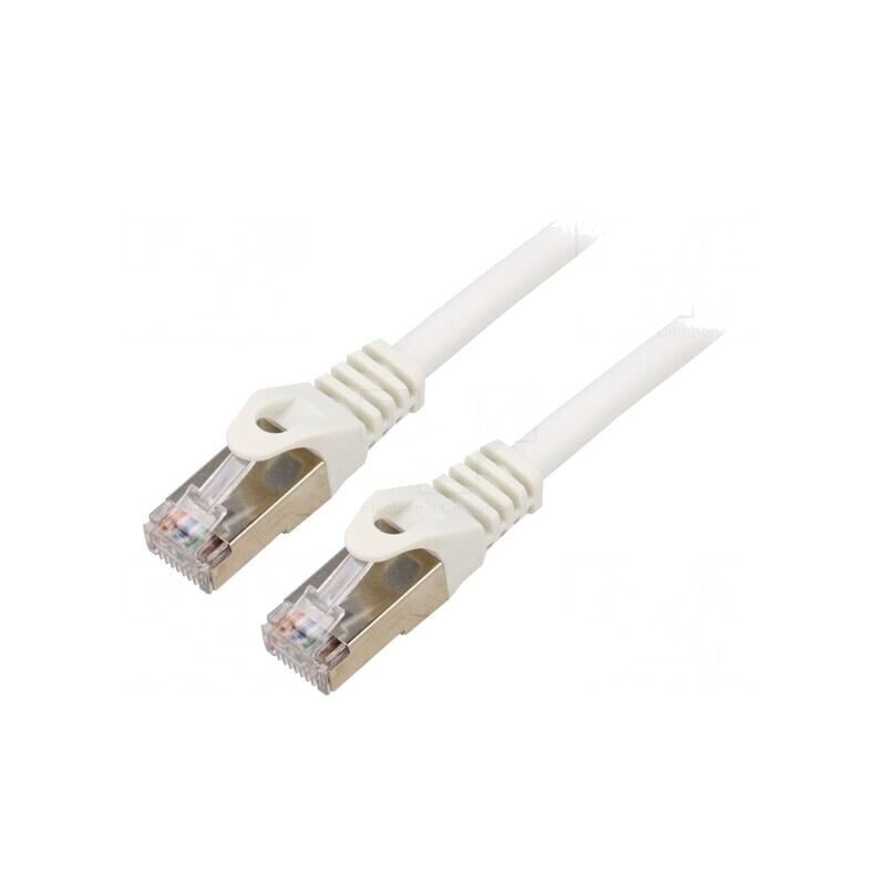 Patch Cord S/FTP Cat6a Cu LSZH Alb 10m | Electronic-mag.ro | Componente Electronice