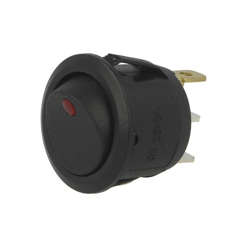 Comutator Rocker Negru LED 24V Rotund ON-OFF 6A/250V | Electronic-mag.ro | Componente Electronice