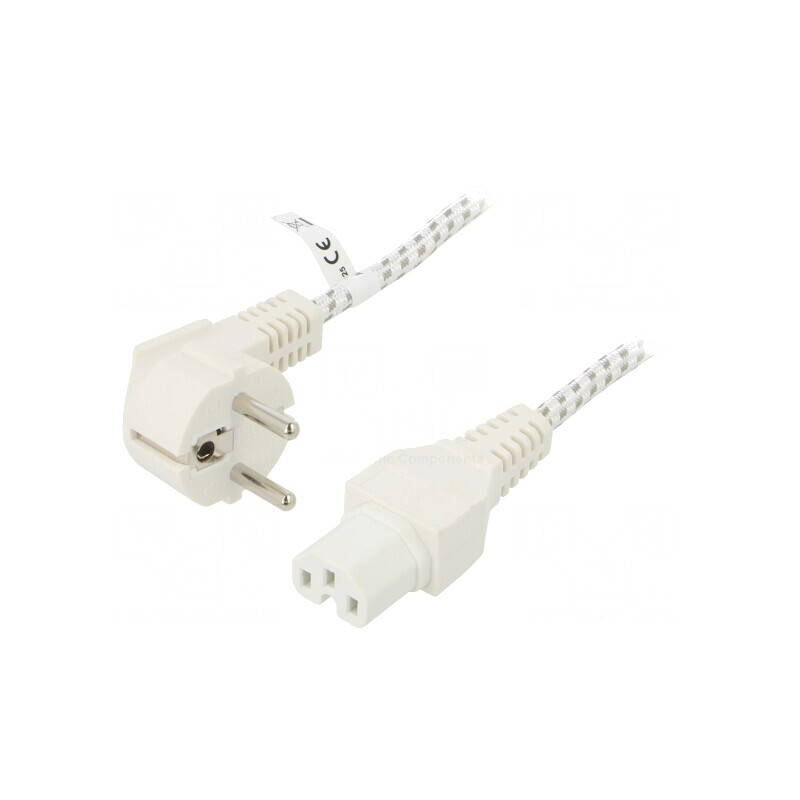 Cablu Textil 2m IEC C15 3x0,75mm2 CEE 7/7 | Electronic-mag.ro | Componente Electronice