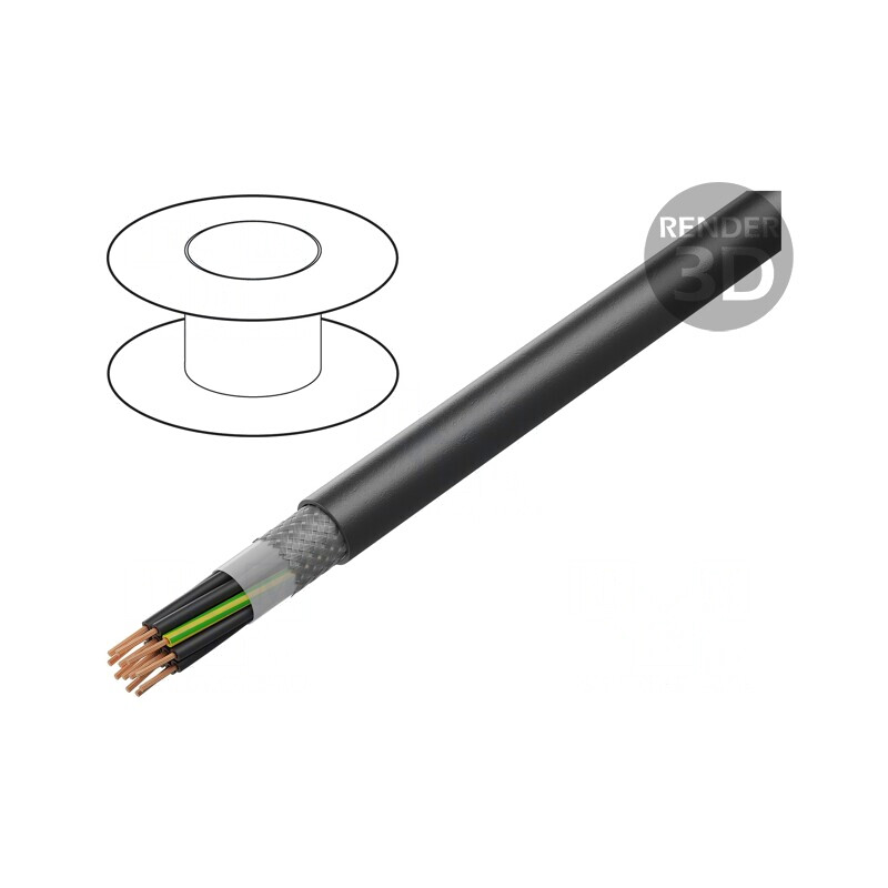 Cablu BiT 1000 ecranat 12G1mm2 cu tresă de cupru cositorit | Electronic-mag.ro | Componente Electronice
