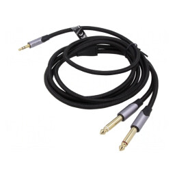 Cablu Audio Jack 3.5mm la 6.3mm 2m Negru | Electronic-mag.ro | Componente Electronice
