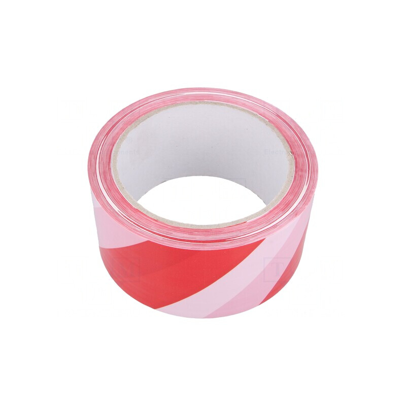Bandă Avertizare Autoadezivă Alb-Roșie 66m x 50mm | Electronic-mag.ro | Componente Electronice