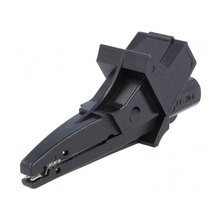 Bornă crocodil 12A 600VDC neagră 4mm | Electronic-mag.ro | Componente Electronice