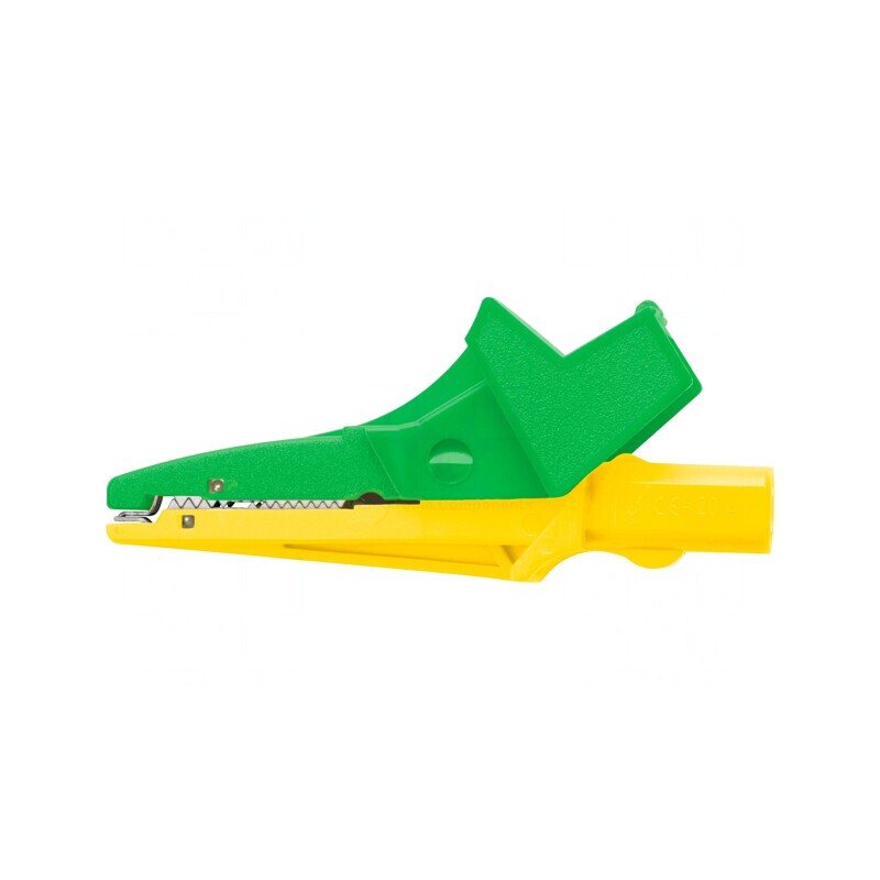 Bornă crocodil 12A 600VDC galben-verde 4mm | Electronic-mag.ro | Componente Electronice