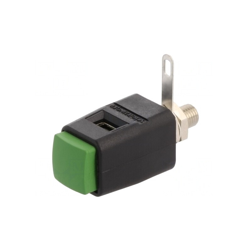 Clemă de laborator verde 70VDC 16A 29mm | Electronic-mag.ro | Componente Electronice