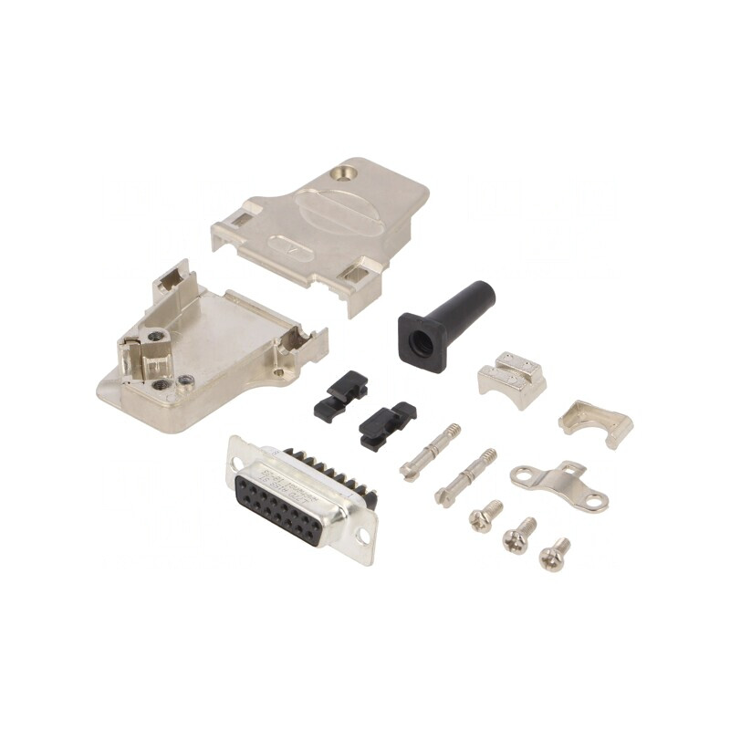 Conector D-Sub 15 PIN Mufă Mamă Neagră pentru Lipire pe Cablu | Electronic-mag.ro | Componente Electronice