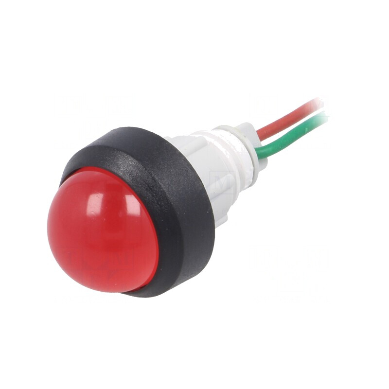 Lampă LED Convexă Roșie 24V Ø13mm Plastic | Electronic-mag.ro | Componente Electronice