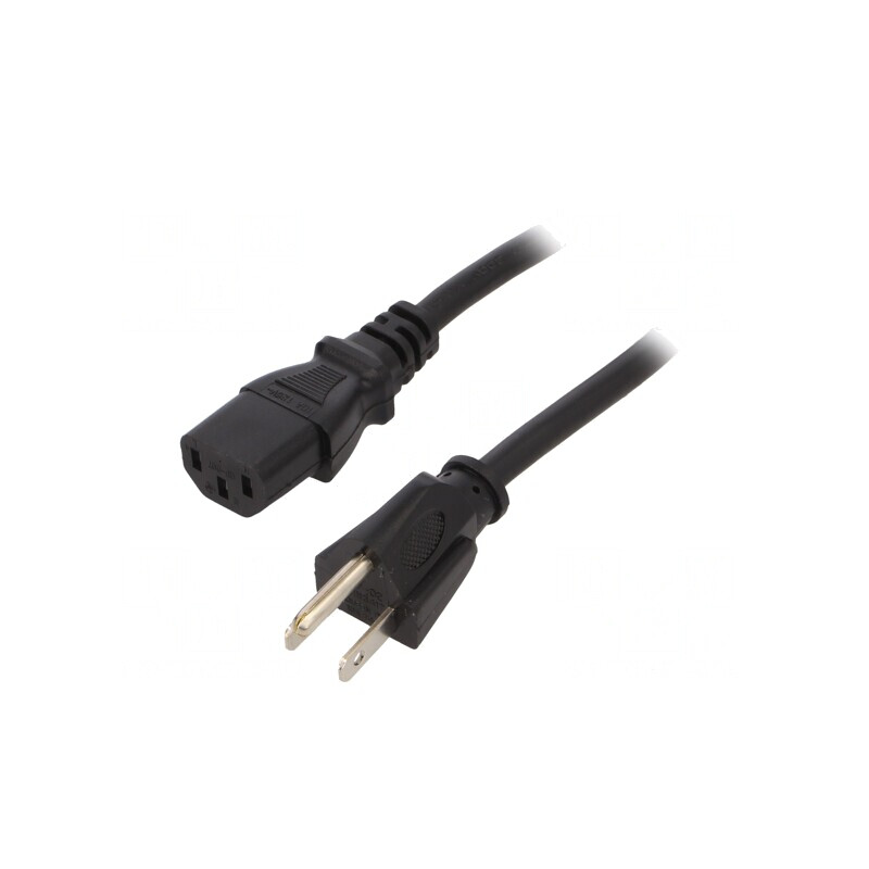Cablu Alimentare 3x18AWG IEC C13 la NEMA 5-15 2.5m Negru | Electronic-mag.ro | Componente Electronice
