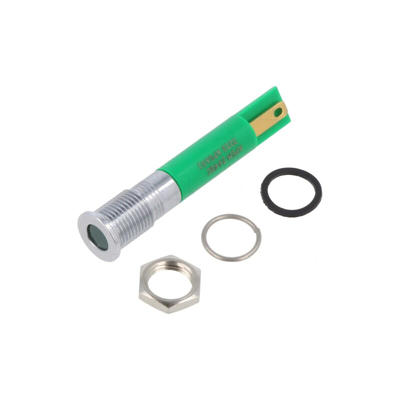 Lampă de Control LED Verde Ø8mm IP67 Alamă | Electronic-mag.ro | Componente Electronice