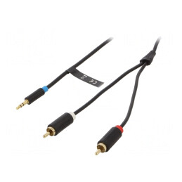 Cablu Audio Jack 3.5mm la RCA x2 8m Aurit Negru | Electronic-mag.ro | Componente Electronice