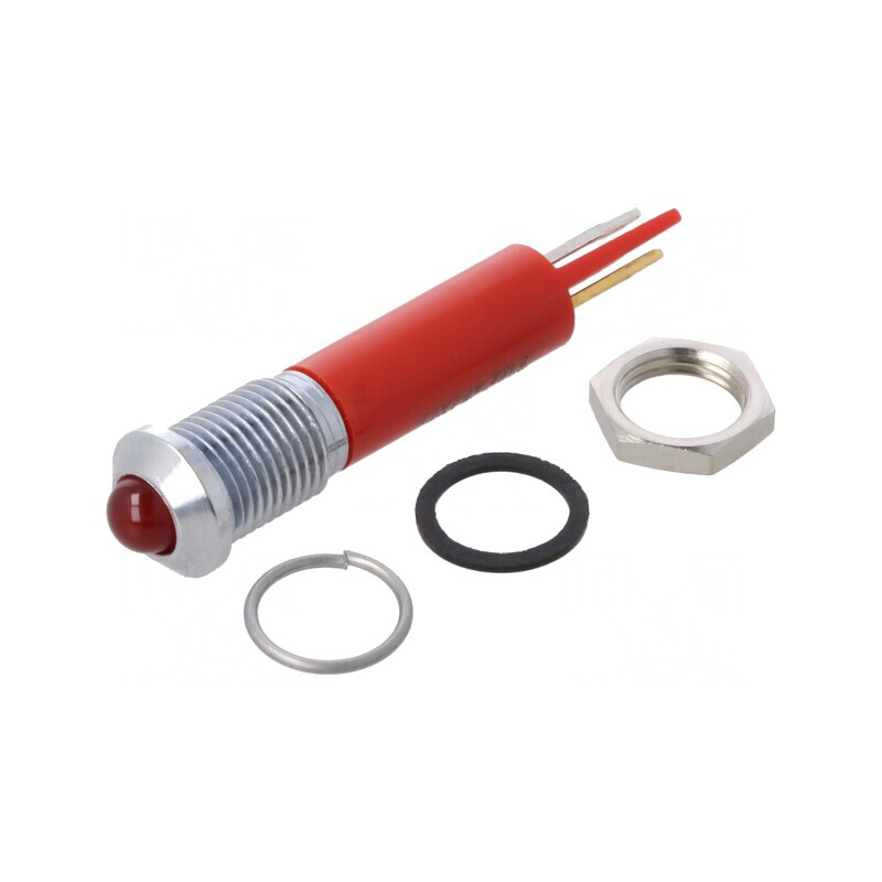Lampă LED roșie Ø8mm IP67 alamă | Electronic-mag.ro | Componente Electronice