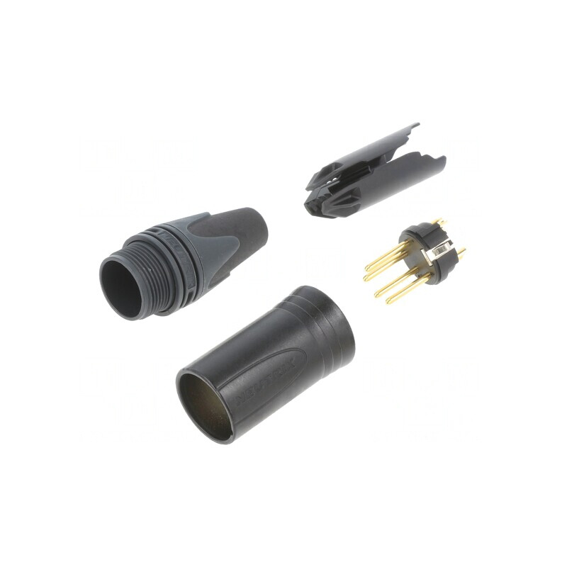 Mufă XLR 4PIN Tată Drept pe Cablu | Electronic-mag.ro | Componente Electronice