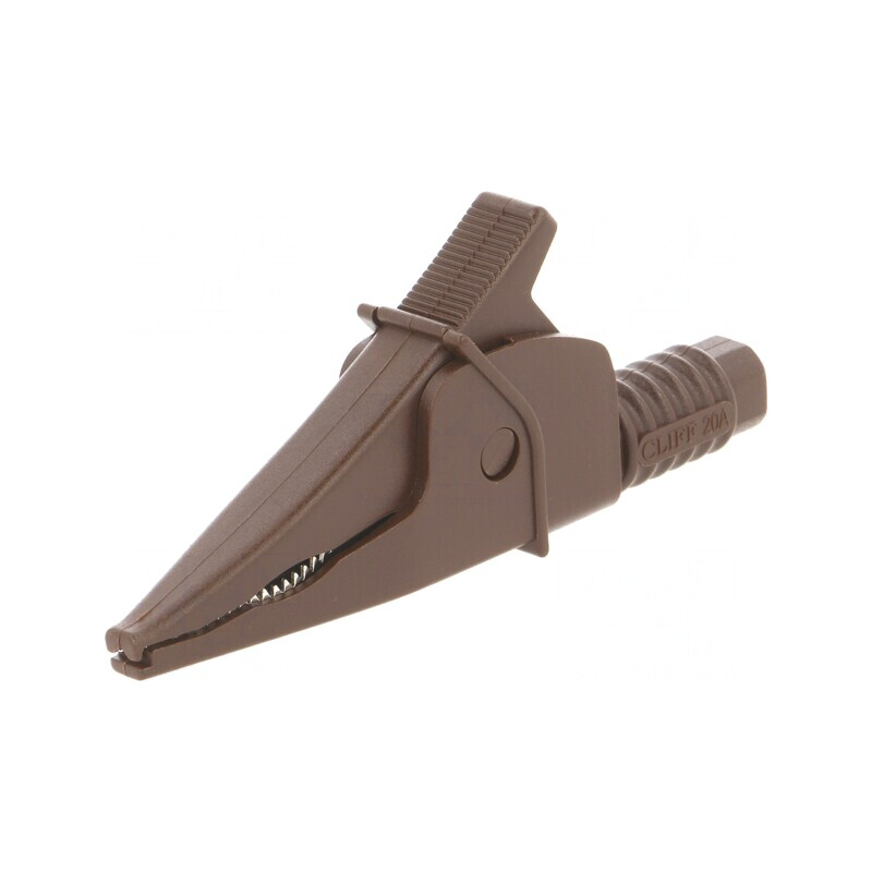 Bornă crocodil maro 20A 39mm 1kV 4mm | Electronic-mag.ro | Componente Electronice
