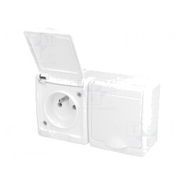 Conector alimentare AC 250VAC 16A alb mural  | Electronic-mag.ro | Componente Electronice