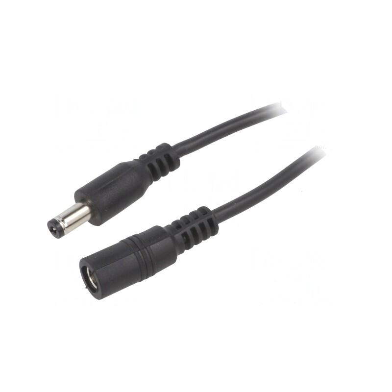Cablu DC 2x0,5mm2 cu Mufă și Soclu Drept Negru | Electronic-mag.ro | Componente Electronice
