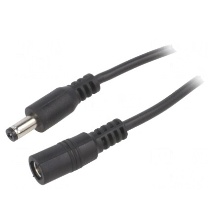Cablu DC 2x0,5mm2 cu Mufă și Soclu Drept Negru | Electronic-mag.ro | Componente Electronice