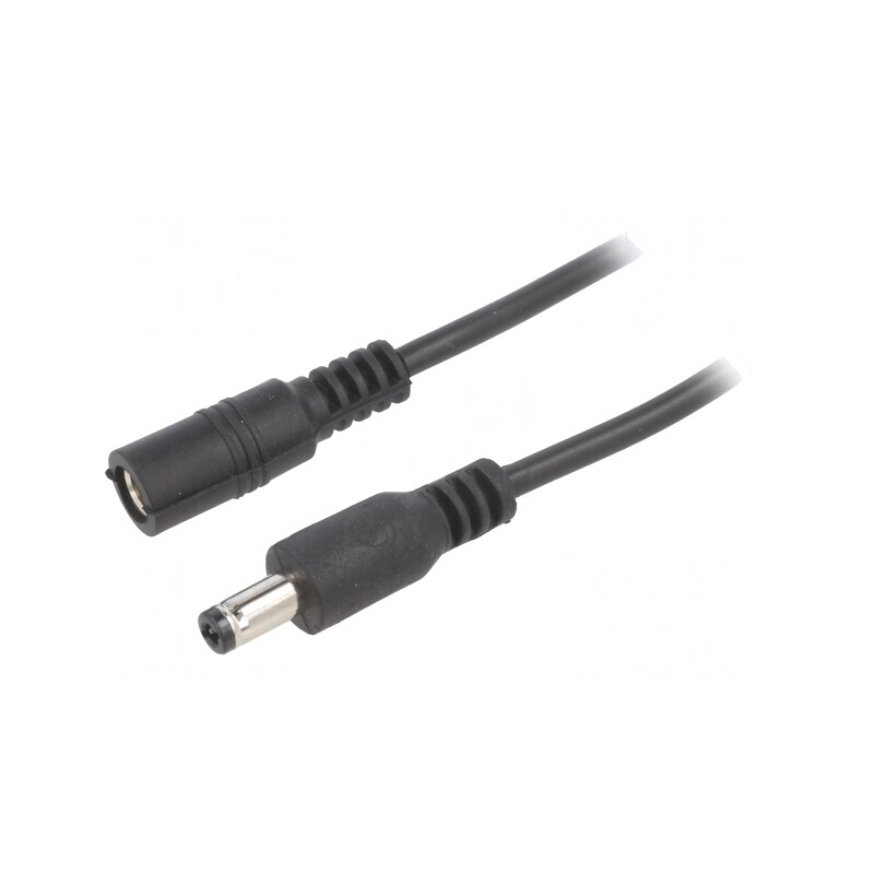 Cablu Negru 2x0,5mm2 DC 5,5/2,5 Mufă și Soclu Drept | Electronic-mag.ro | Componente Electronice