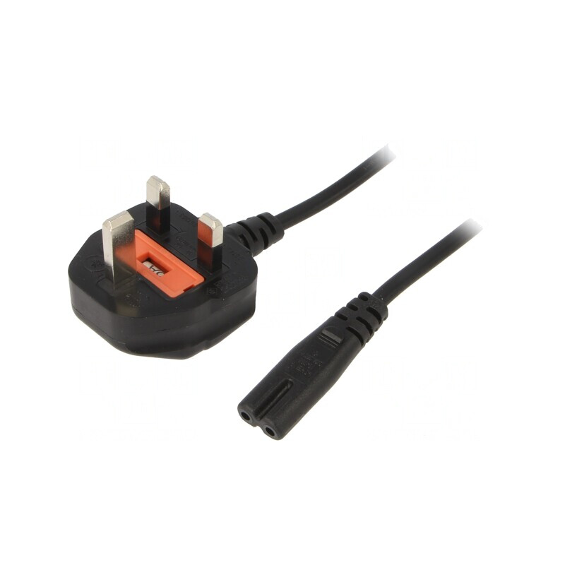 Cablu Alimentare 1.8m Negru 2x0.75mm2 BS 1363 la IEC C7 | Electronic-mag.ro | Componente Electronice