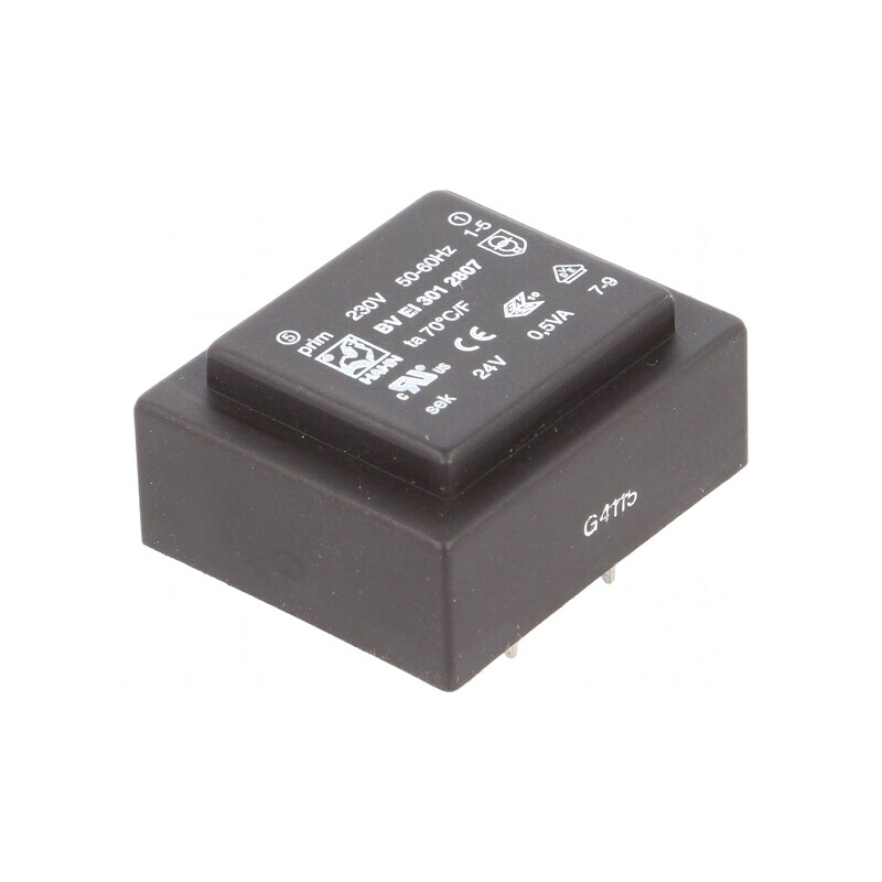 Transformator încapsulat 0,5VA 230VAC 24V 21mA PCB | Electronic-mag.ro | Componente Electronice